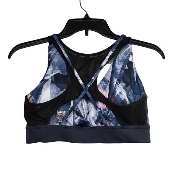 🤩Sz 8 Women Sports Bra Superdry Active Studio Mesh back cut out top Black yoga - Picture 6 of 10
